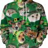 Cats And Dogs Print Long Sleeve Hoodie