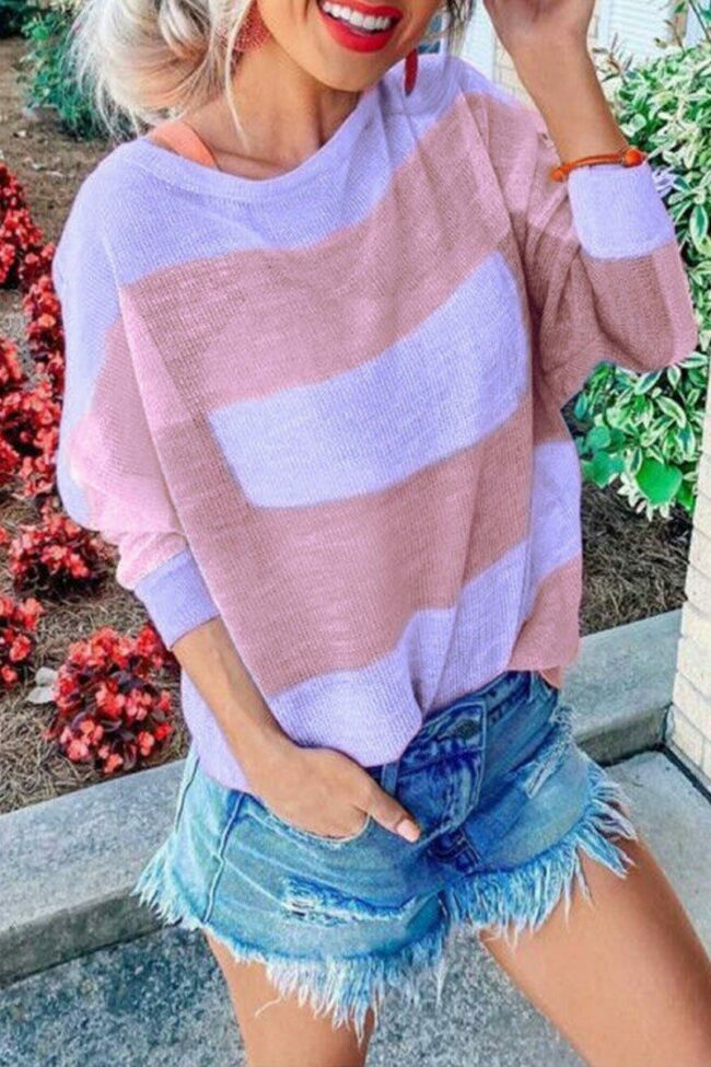 Color Block Striped Long Sleeve T-Shirt