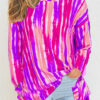 Color Red Vertical Stripe Printed Long-Sleeved T-Shirt