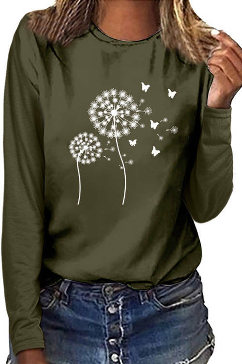 Dandelion Printed Long Sleeves T-Shirt
