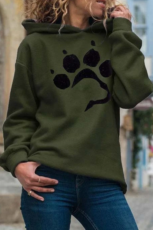 DogPaw Print Hooded Long Sleeve Sweatshirt