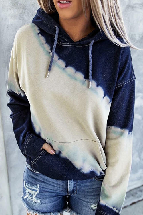Fashion Print Color Matching  Casual Hoodie