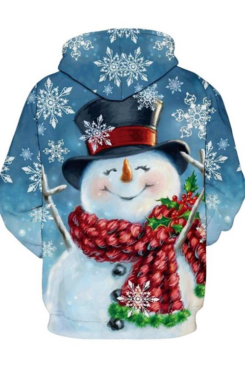 Fat Snowman Print Long Sleeve Hoodie