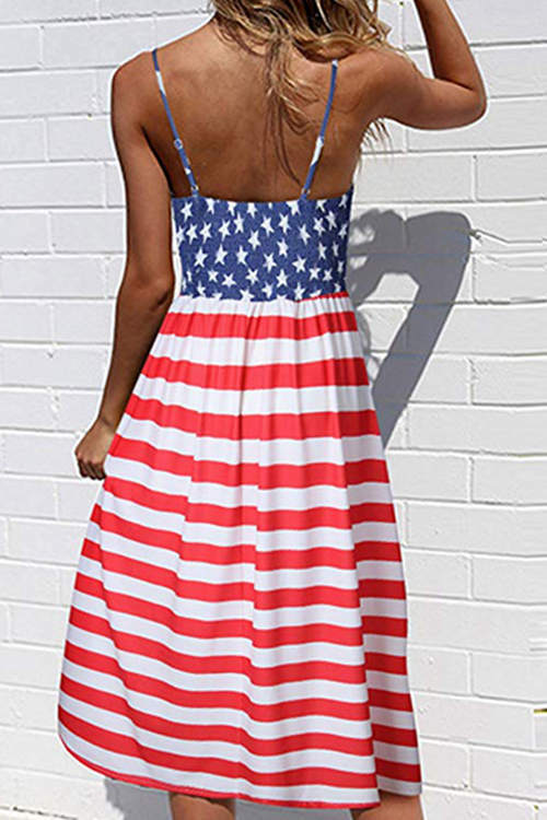 Independence Day Print Strapless Dress