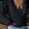 Knitted Solid Color Long-Sleeved Hollow Sweater