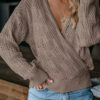 Knitted Solid Color Long-Sleeved Hollow Sweater