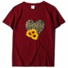 Leopard heart sunflower loose T-shirt