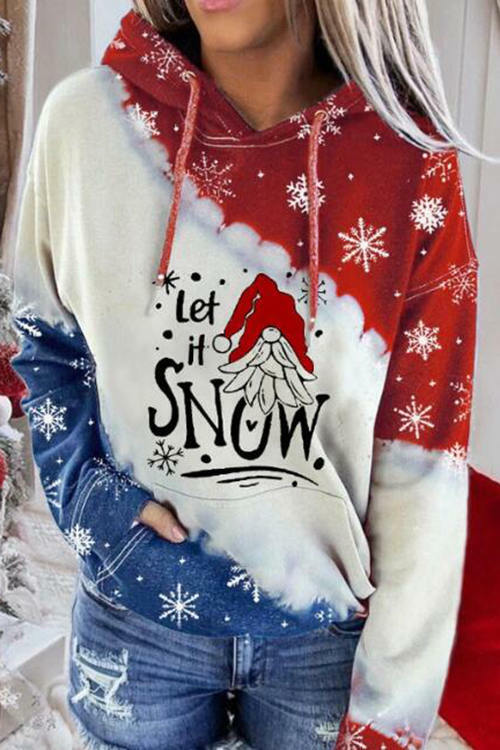 Let It Snow Print Long Sleeve Hoodie