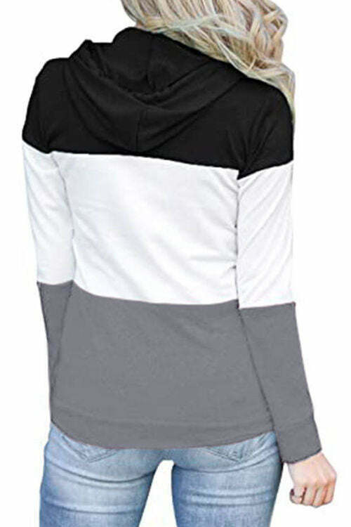 Long Sleeve Hoodie Color Matching Casual Shirt