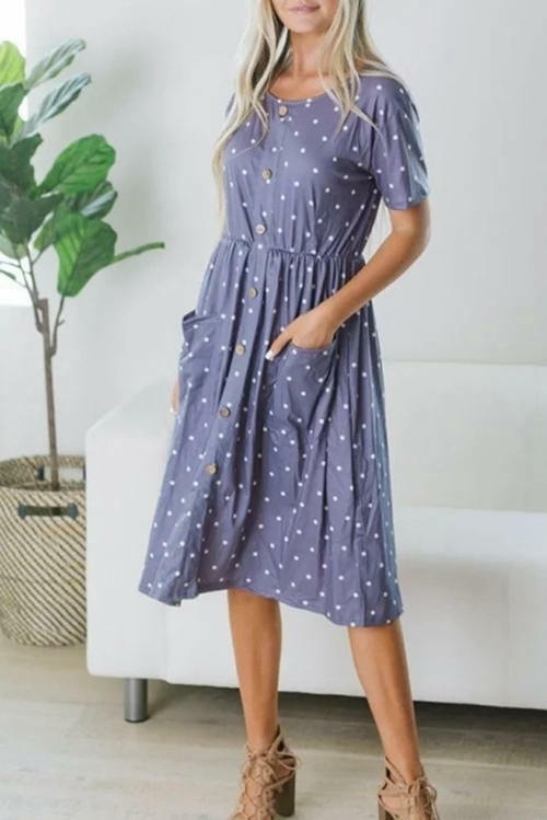 Loose Printed Medium Length Dress
