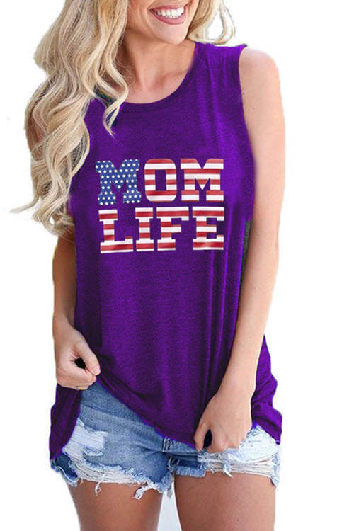 MOM LIFE Independence  Day  Print Tank Top