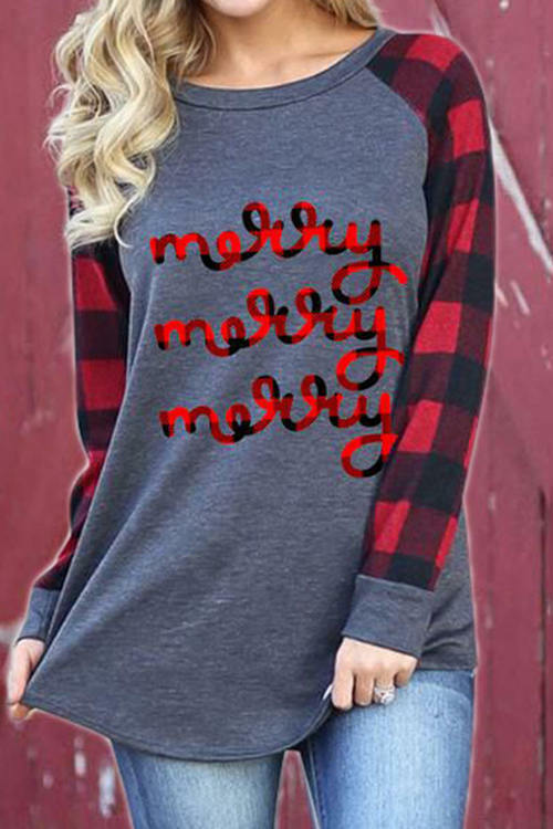 MERRY MERRY MERRY Printed  Long Sleeve T-Shirt