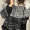 Mixed Color Stripe Stitching High Neck Contrast Sweater