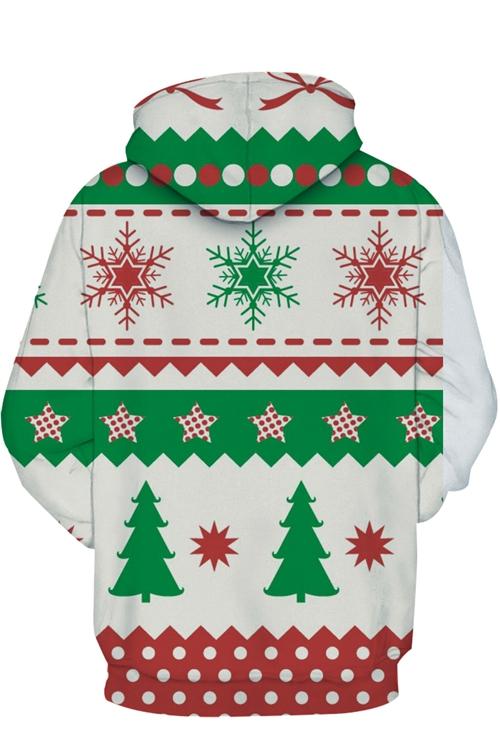 Multicolor Christmas Tree Casual Print Long Sleeve Hoodie