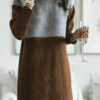 Patchwork Loose Round Neck Long Sleeve Dress