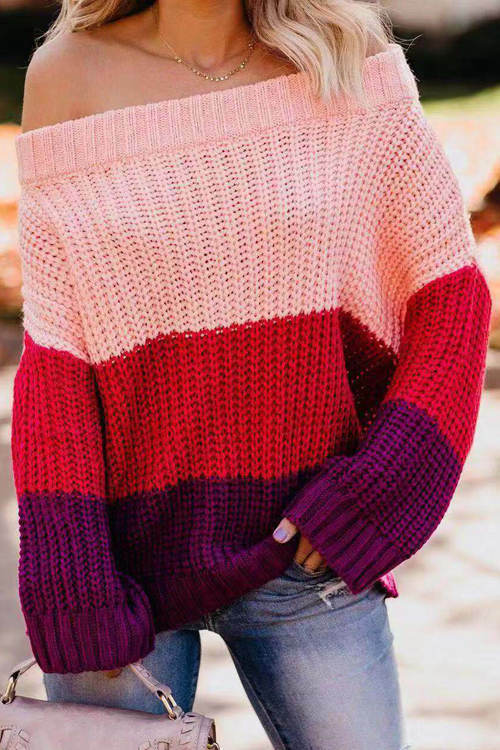 Patchwork Knitted Loose Sweater