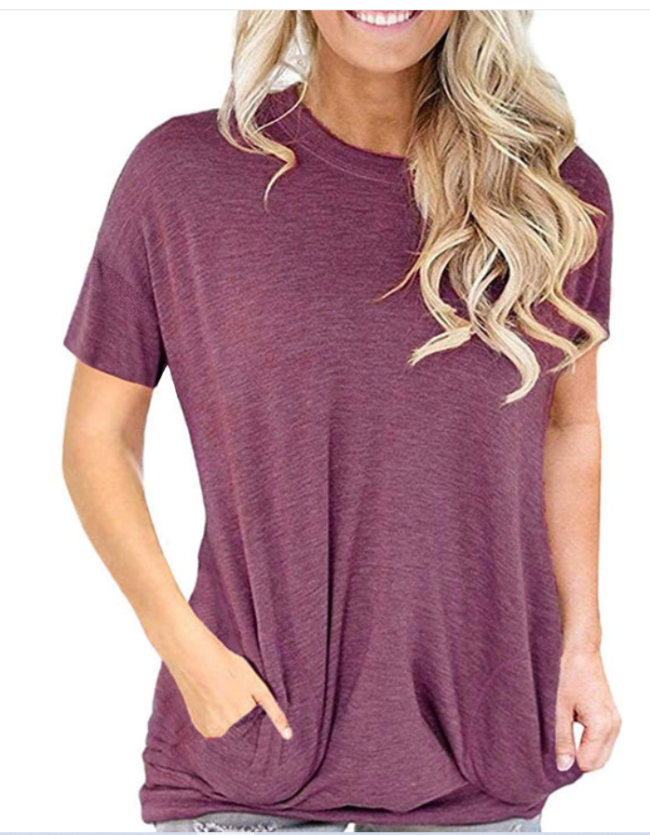 Plain Colour Loose-Fitting Short Sleeves T-Shirt
