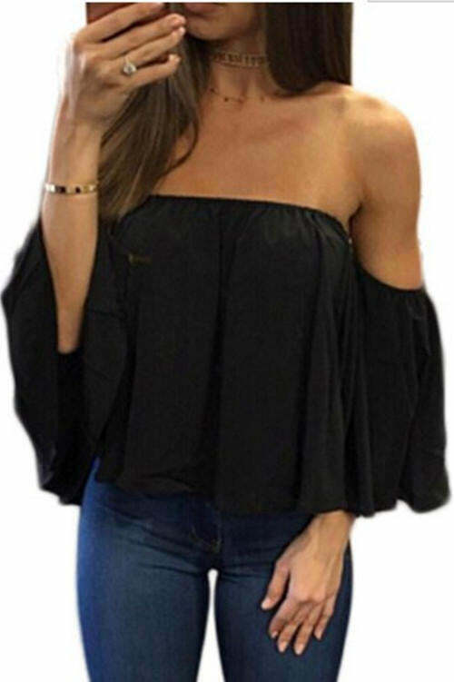 Sexy Strapless Loose-Fitting T-Shirt