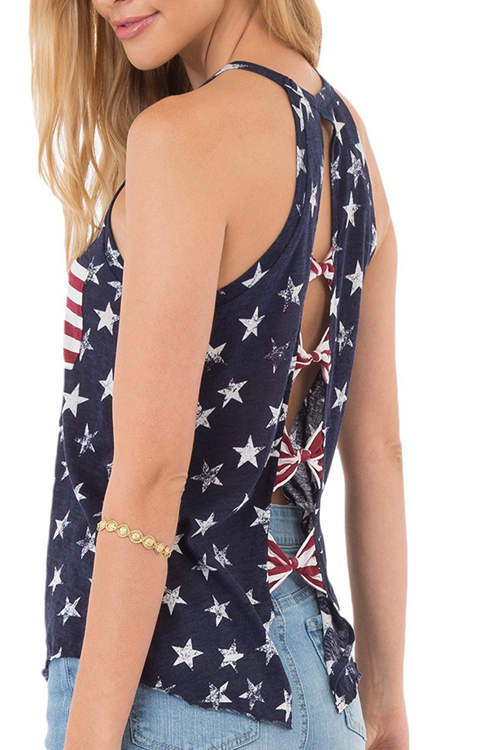Sleeveless Five-Pointed Star Printed Tank Top