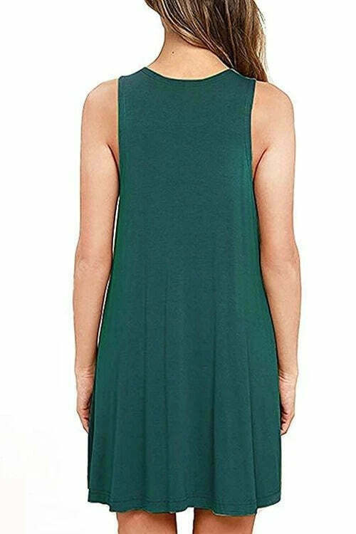 Solid Sleeveless Casual Dress