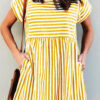 Striped Linen Square Pocket Dress
