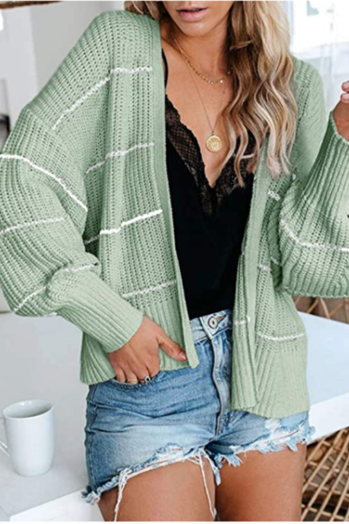 Striped Knitted Sweater Cardigan