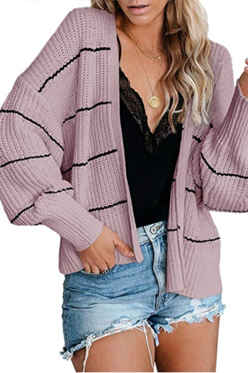 Striped Knitted Sweater Cardigan