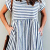 Striped Linen Square Pocket Dress