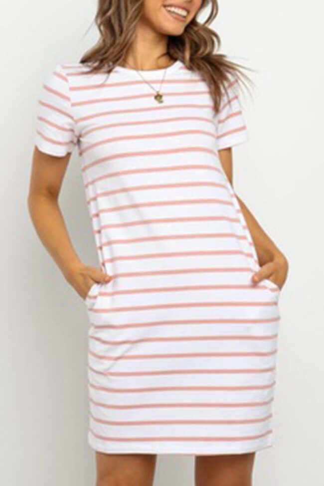 Striped Pink Knee Length Mini Dress