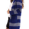 Striped Pocket Color-Block Long-Sleeved Cardigan