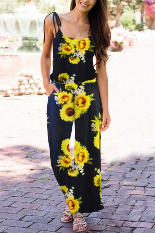 Sunflower jumpsuit with suspenders