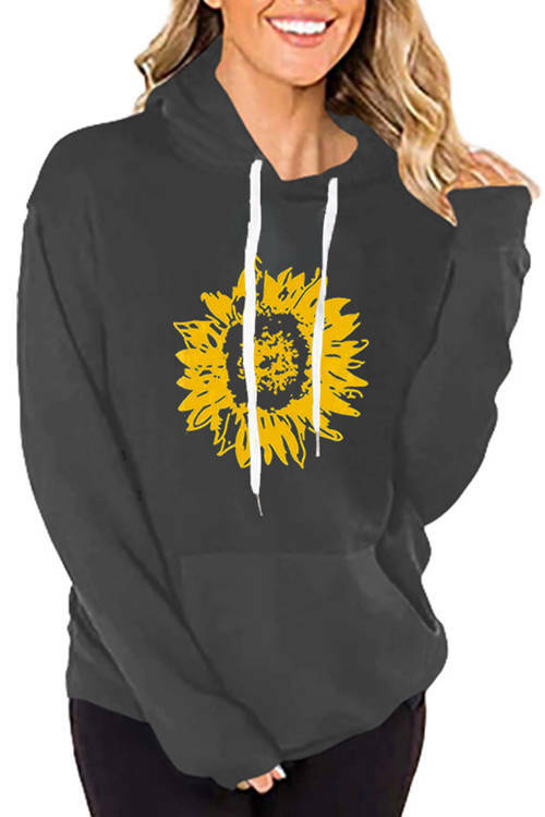 Sunflower Print Hoodie