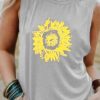Sunflower Print Sleeveless Tank Top