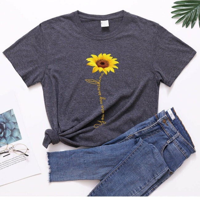 Sunflower printed short sleeve T-shirt