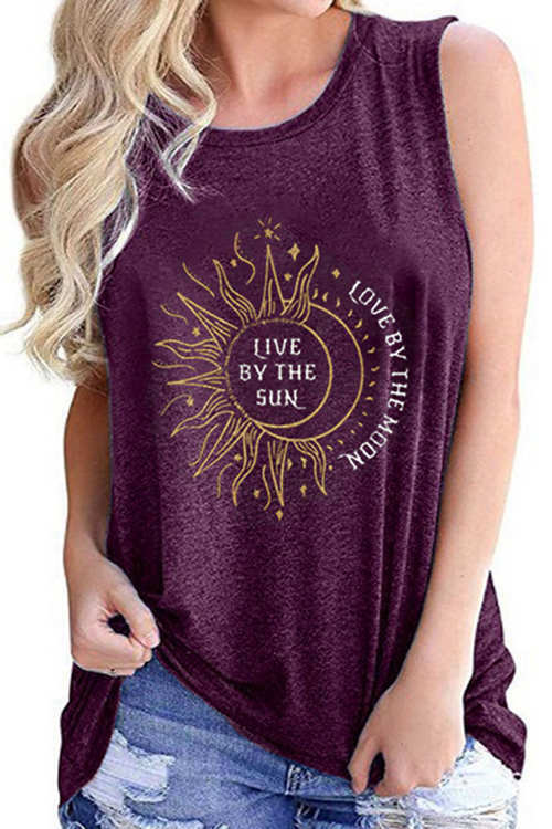 Sunflower Sun Loves Moon Print Tank Top