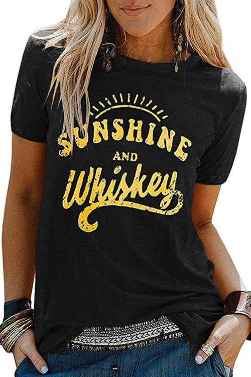 SUNSHIEN AND WHISKEY Printed T-Shirt