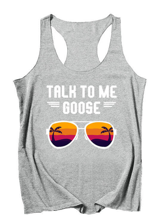 Talk To Me Goose Letter  Tank Top