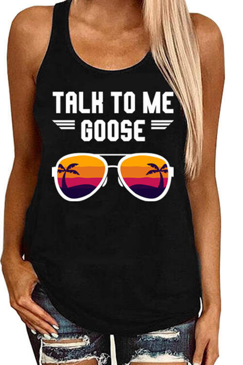 Talk To Me Goose Letter  Tank Top