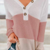 Three-Color Stitching Solid Colorbuckle Sweater