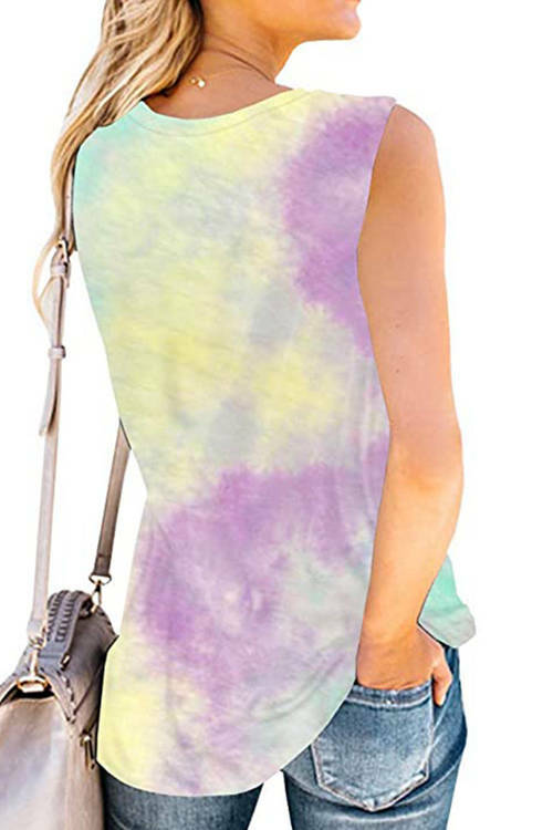 Tie-Dyed GOOD VINES Rainbow Print T-Shirt