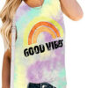 Tie-Dyed GOOD VINES Rainbow Print T-Shirt
