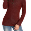 V-Neck Button Solid Color Pullover Sweater