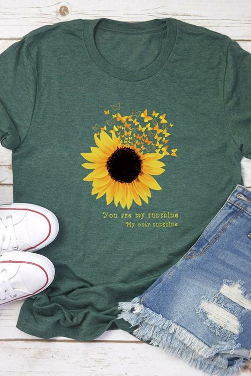 You Are My Sunshine Sunflower Printed Tee