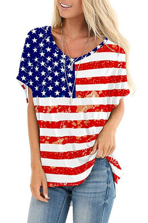 American Flag Independent Printed T-Shirt