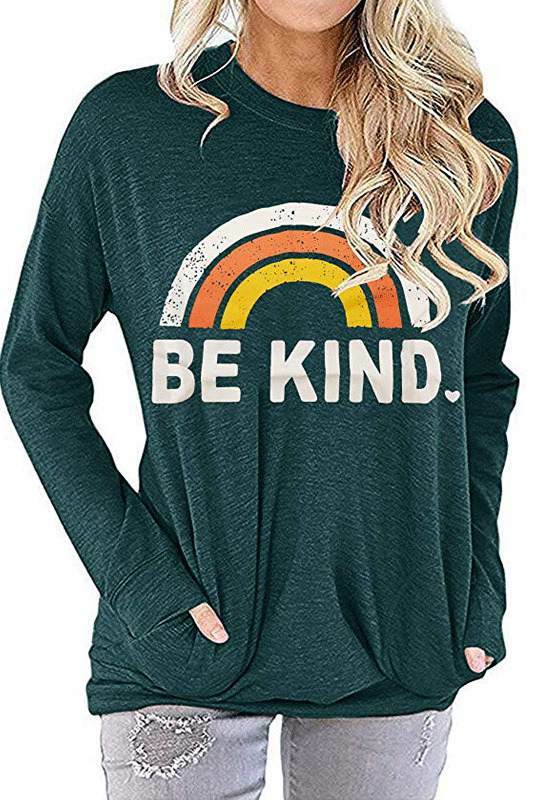 BE KINE Rainbow Printed Loose T-shirt