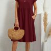 Casual Solid Patchwork O Neck A Line Short Sleeve Dress(11 colors)