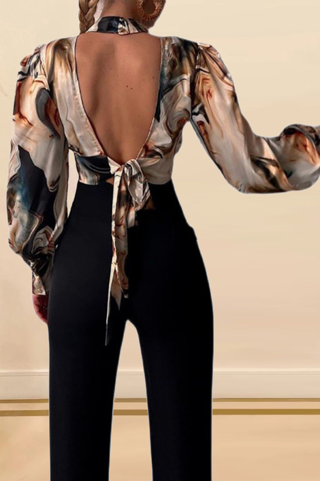 Casual Print Hollowed Out Half A Turtleneck Tops(3 colors)