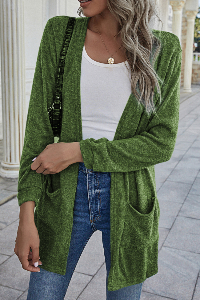 Casual Solid Split Joint Cardigan Collar Tops(3 colors)