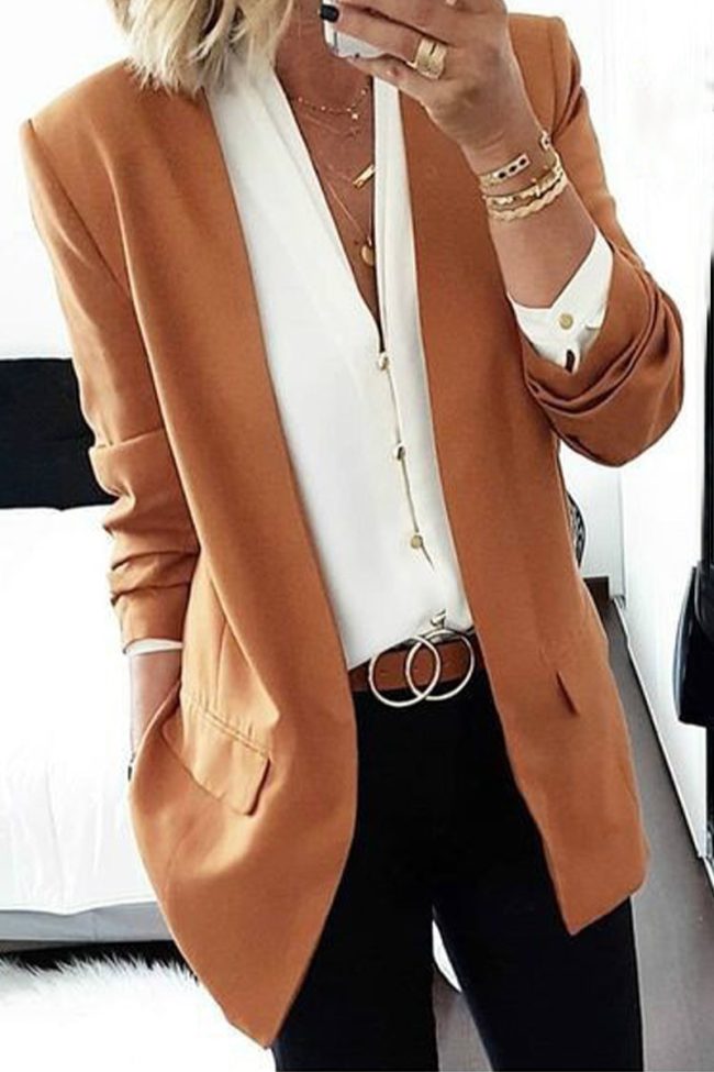 Casual Street Solid Solid Color Turndown Collar Outerwear