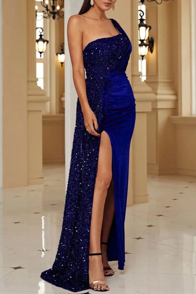 Celebrities Elegant Solid Sequins Halter A Line Dresses